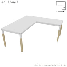 Load image into Gallery viewer, Duo 180 x 180 (CM) Corner Desk White with White & Oak Legs