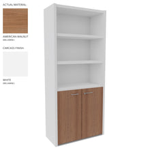 Load image into Gallery viewer, Roma Office Cabinet with Shelves in White and American Walnut Finish