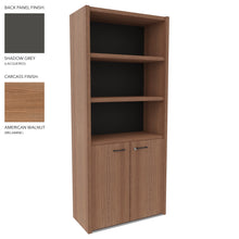 Load image into Gallery viewer, Roma Office Cabinet with Shelves in American Walnut and Shadow Grey Finish