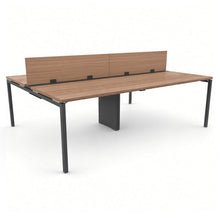 Load image into Gallery viewer, Mila 4 Person Bench Desk in American Walnut Finish with Shadow Grey Legs