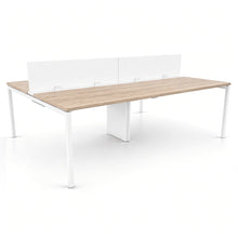 Load image into Gallery viewer, Mila 4 Person Bench Desk in Elm Finish with White Legs