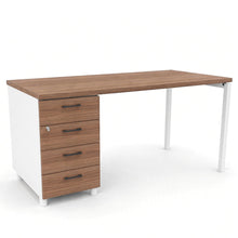 Load image into Gallery viewer, Mila office desk with drawers finished in American Walnut and White legs