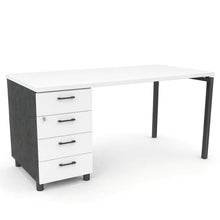 Load image into Gallery viewer, Mila white office desk with drawers and shadow grey legs