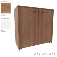 Load image into Gallery viewer, Vero Low Office Cabinet in American Walnut Finish with Standard Feet