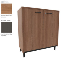 Load image into Gallery viewer, Vero Low Office Cabinet in American Walnut and Anthracite Finish with Grey Legs