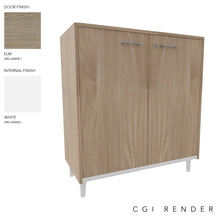 Load image into Gallery viewer, Vero Low Office Cabinet in Elm Finish with White Legs