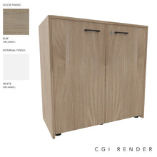 Load image into Gallery viewer, Vero Low Office Cabinet in Elm Finish with Standard Feet