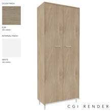 Load image into Gallery viewer, Vero Full Height Storage Cabinet in Elm Finish with White Legs