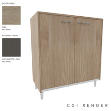 Load image into Gallery viewer, Vero Low Office Cabinet in Elm and Anthracite Finish with White Legs
