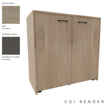 Load image into Gallery viewer, Vero Low Office Cabinet in Elm and Anthracite Finish with Standard Feet