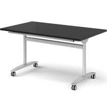 Load image into Gallery viewer, Onyx Folding Training Table, Silver Leg, Black Worktop, 1400mm