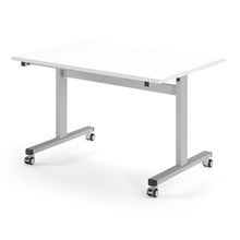 Load image into Gallery viewer, Core 1200mm Flip Top Table in White with Silver Frame