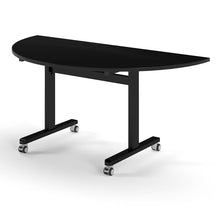 Load image into Gallery viewer, Core Semi Circle Flip Top Desk in Black with Black Legs
