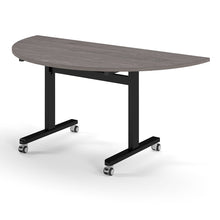 Load image into Gallery viewer, Core Semi Circle Flip Top Desk in Grey Oak with Black Legs