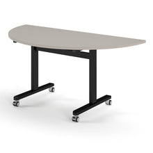 Load image into Gallery viewer, Core Semi Circle Flip Top Desk in Light Grey with Black Legs