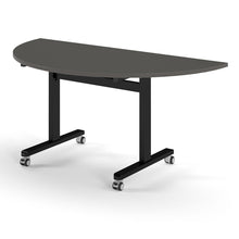Load image into Gallery viewer, Core Semi Circle Flip Top Desk in Onyx Grey with Black Legs