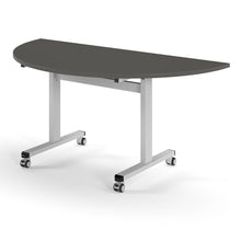 Load image into Gallery viewer, Core Semi Circle Flip Top Desk in Onyx Grey with White Legs