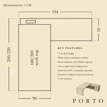 Load image into Gallery viewer, Porto Corner Desk Dimensions Diagram