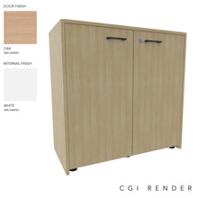 Load image into Gallery viewer, Vero Low Office Cabinet in Oak finish with Standard Feet