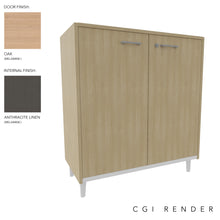 Load image into Gallery viewer, Vero Low Office Cabinet in Oak and Anthracite finish with White Legs