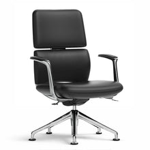 Load image into Gallery viewer, Rune Black Leather & Chrome Executive Office Chair Front View