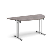 Load image into Gallery viewer, Profold 1600 Chrome Grey Oak Semi Circle Folding Desk