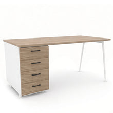 Load image into Gallery viewer, Symphony Office Desk with Storage in Elm Finish with White Legs