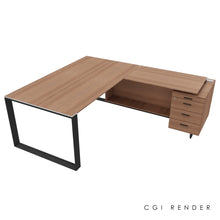 Load image into Gallery viewer, Bossi Corner Desk 190 Right Hand American Walnut & Shadow Grey