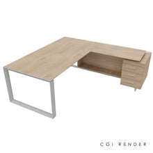 Load image into Gallery viewer, Bossi Corner Desk 210 Right Hand Elm & Chrome