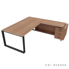 Load image into Gallery viewer, Bossi Corner Desk 210 Right Hand American Walnut & Shadow Grey