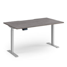 Load image into Gallery viewer, Alta Electric Height Adjustable Desk in Grey Oak Finish with Silver Legs