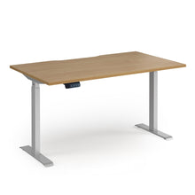 Load image into Gallery viewer, Alta Electric Height Adjustable Desk in Oak Finish with Silver Legs