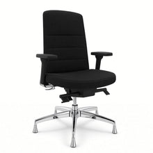 Load image into Gallery viewer, Alto swivel office chair without wheels in black fabric with chrome 5 star base, 3d armrests and fixed feet