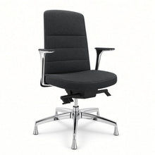 Load image into Gallery viewer, Alto swivel office chair without wheels in anthracite dark grey fabric with chrome 5 star base and fixed feet
