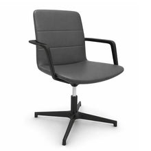 Load image into Gallery viewer, Aura Leather Executive Chair Without Wheels - Anthracite with Black Base