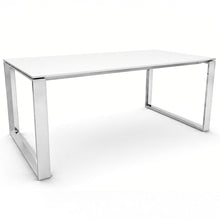 Load image into Gallery viewer, Bossi Executive Desk in White Finish with Polished Chrome Frame