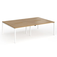 Load image into Gallery viewer, Connection 240mm 4 Person Bench Desk in Oak with White Legs