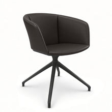 Load image into Gallery viewer, Rune Desk Chair (No Wheels), Anthracite Base with Espresso Dark Brown Genuine Leather