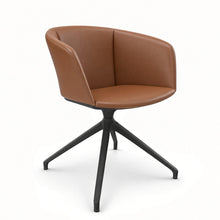 Load image into Gallery viewer, Rune Desk Chair (No Wheels), Anthracite Base with Whiskey Brown Genuine Leather