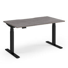 Load image into Gallery viewer, Spire Height Adjustable Desk in Grey Oak Finish with Black Legs