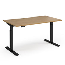 Load image into Gallery viewer, Spire Height Adjustable Desk in Oak Finish with Black Legs