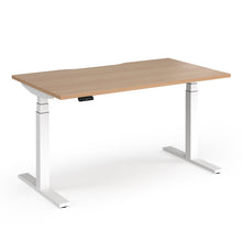 Load image into Gallery viewer, Spire Height Adjustable Desk in Beech Finish with White Legs