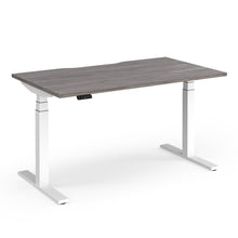 Load image into Gallery viewer, Spire Height Adjustable Desk in Grey Oak Finish with White Legs