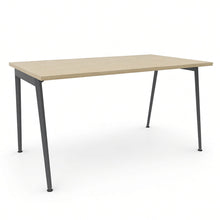 Load image into Gallery viewer, Symphony Office Desk in Oak Finish with Shadow Grey Metal Legs