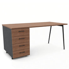 Load image into Gallery viewer, Symphony Office Desk with Storage in American Walnut Finish with Shadow Grey Legs