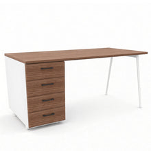 Load image into Gallery viewer, Symphony Office Desk with Storage in Walnut Finish with White Legs