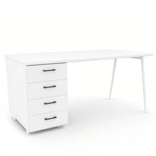 Load image into Gallery viewer, Symphony Office Desk with Storage in White Finish with White Legs