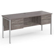 Load image into Gallery viewer, Maestro Office Desk for Home Grey Oak &amp; Silver 
