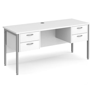 Maestro Office Desk for Home Grey White & Silver 