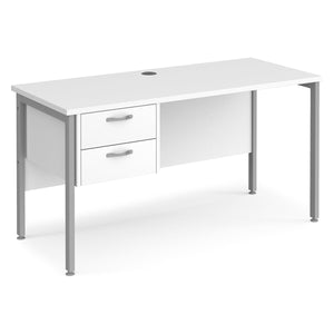 Maestro Study Desk with Storage White & Silver 